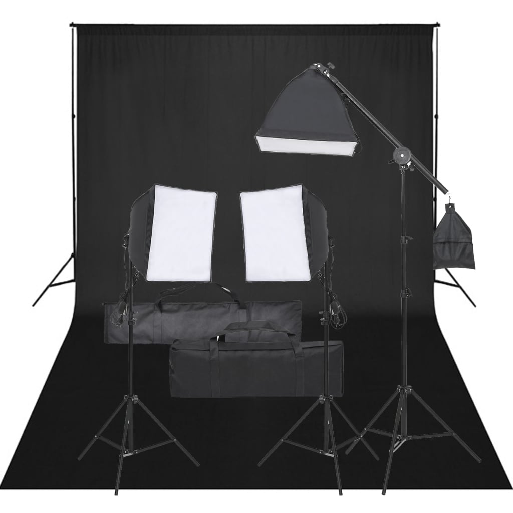 Kit studio foto cu set de lumini și fundal