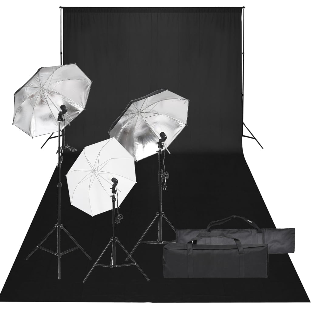 Kit studio foto cu set de lumină și fundal