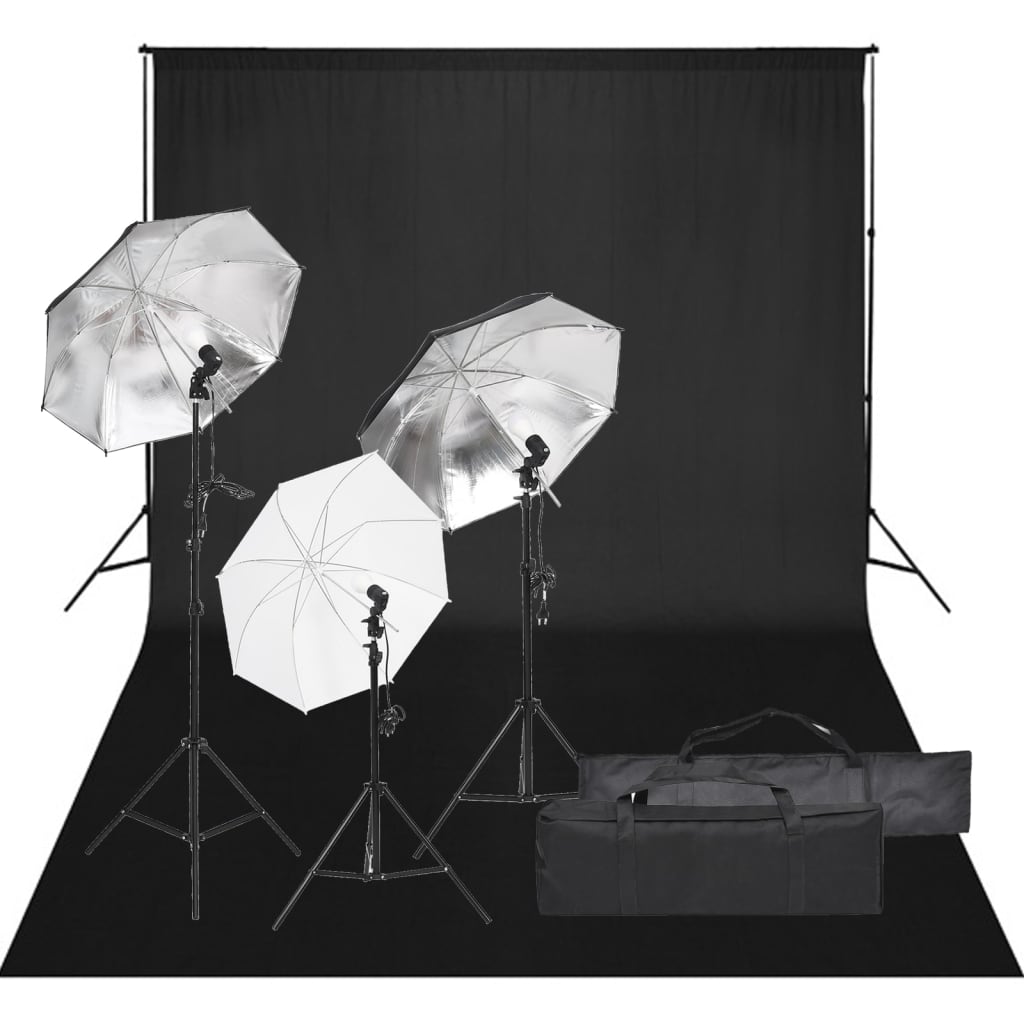 Kit studio foto cu set de lumină și fundal