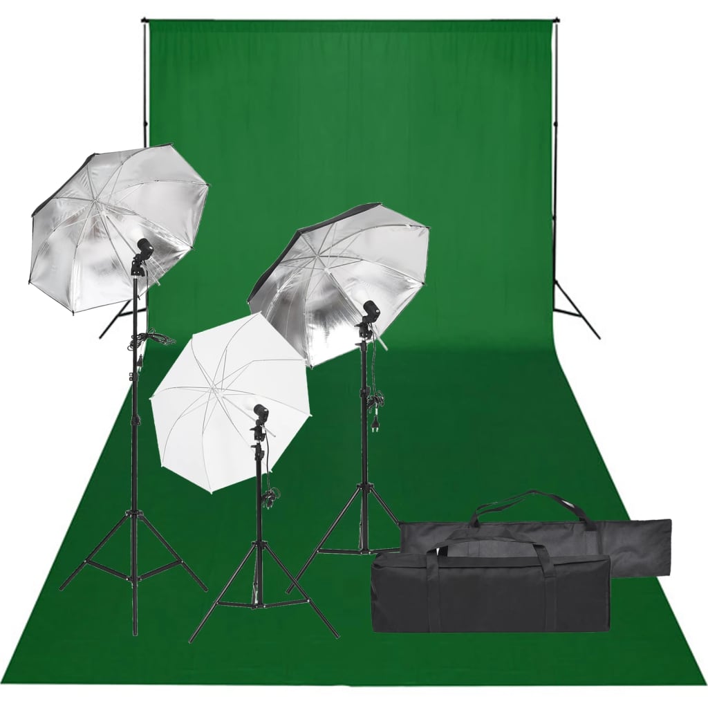 Kit studio foto cu set de lumină și fundal