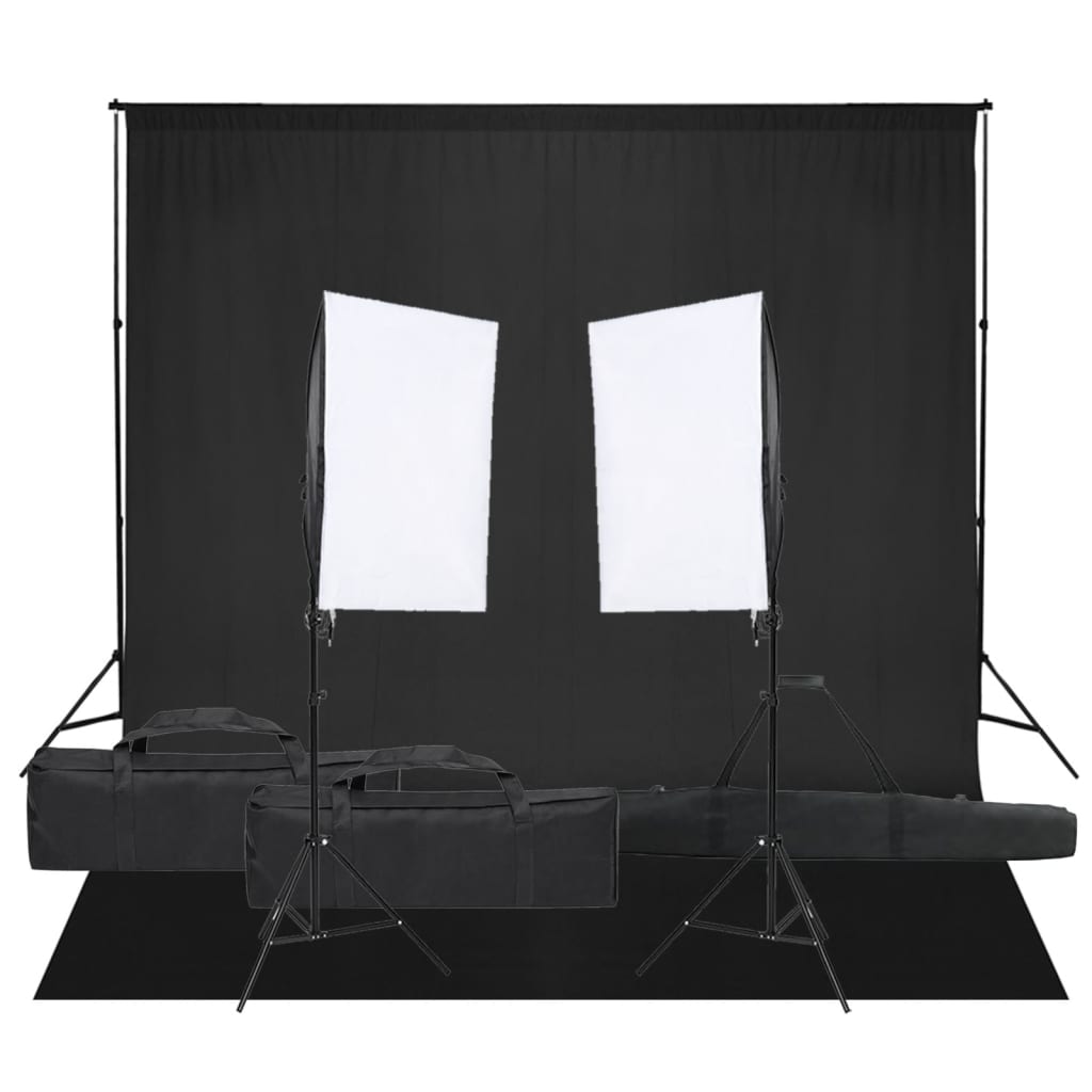 Kit studio foto cu set de lumină și fundal