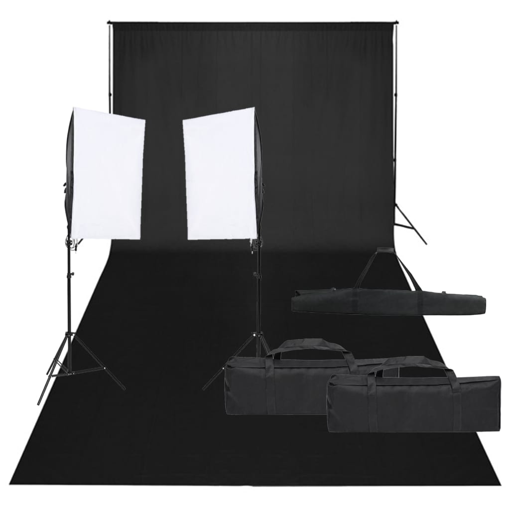 Kit studio foto cu set de lumină și fundal