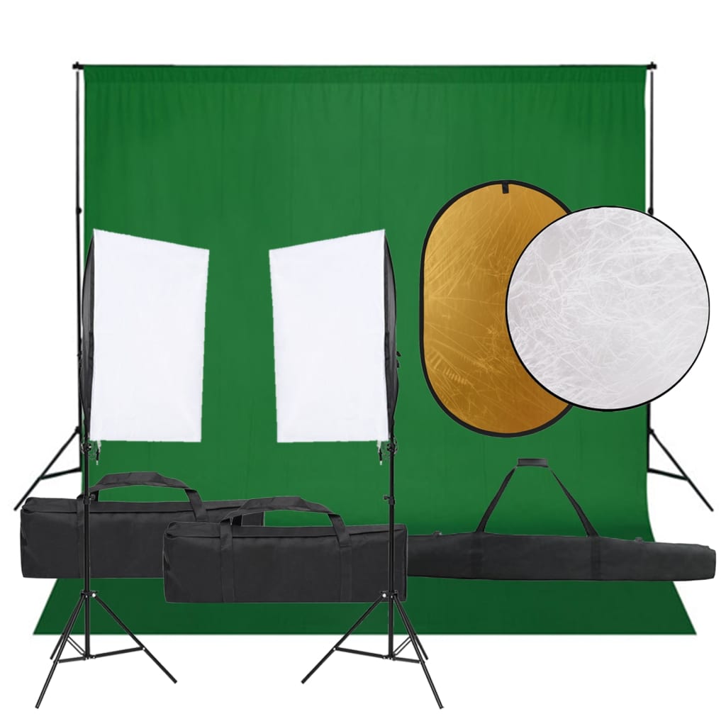 Set studio foto cu lumină, fundal și reflector