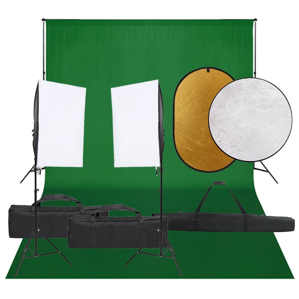 Kit studio foto cu set de lumini, fundal și reflector