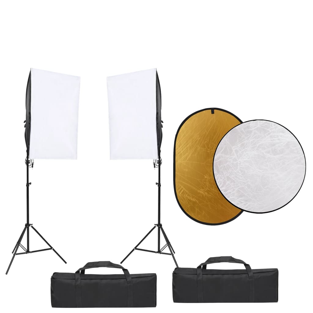 Kit studio foto cu set de lumini, fundal și reflector