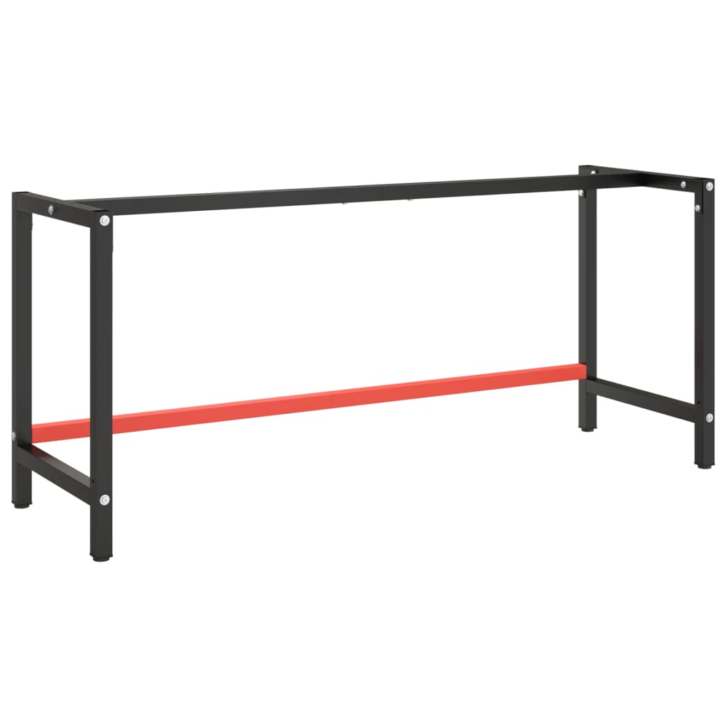 Cadru banc de lucru, negru mat/roșu mat, 180x57x79 cm, metal