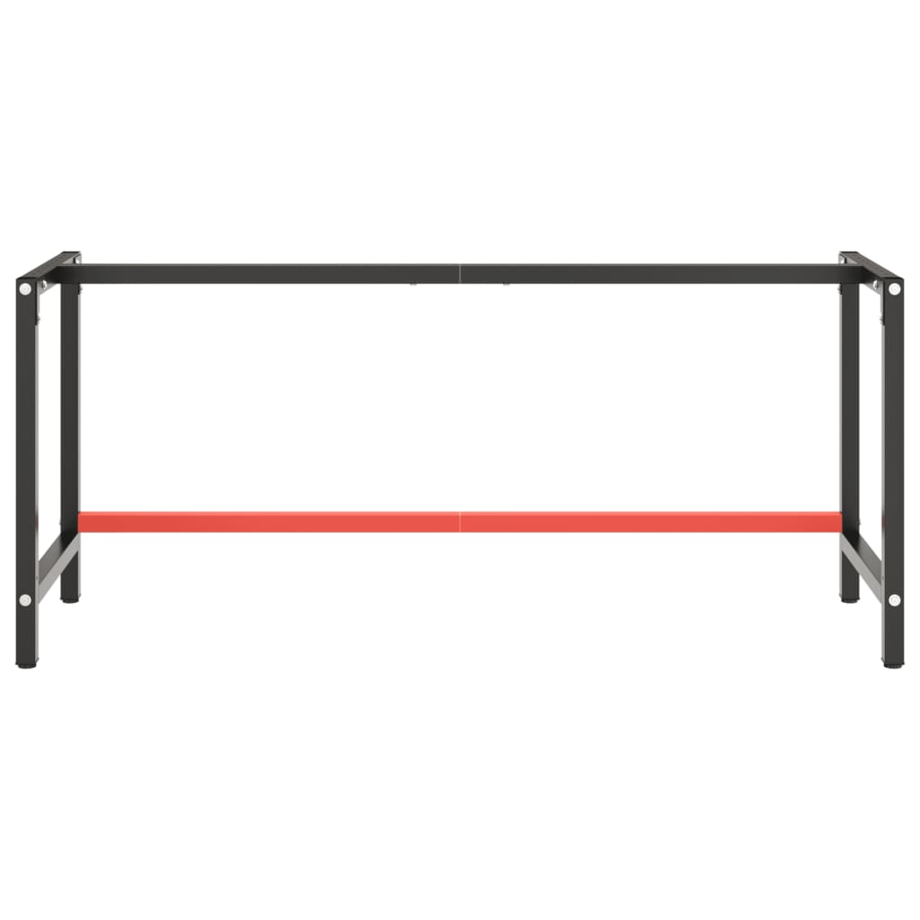 Cadru banc de lucru, negru mat/roșu mat, 180x57x79 cm, metal