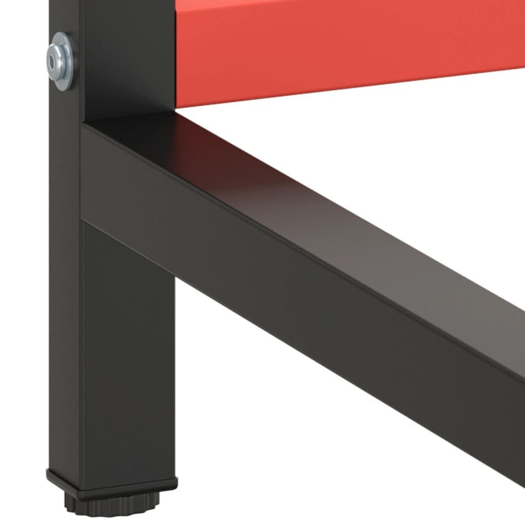 Cadru banc de lucru, negru mat/roșu mat, 180x57x79 cm, metal