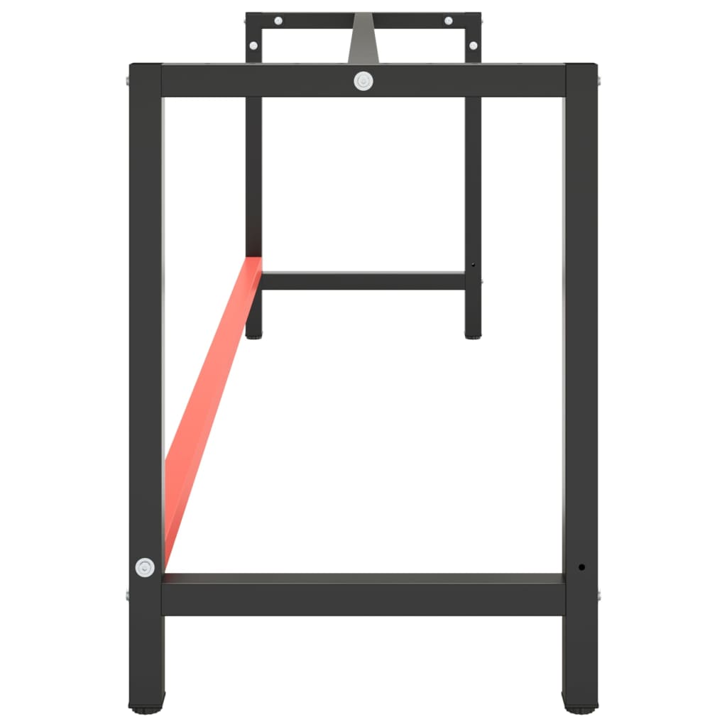 Cadru banc de lucru, negru mat/roșu mat, 220x57x79 cm, metal