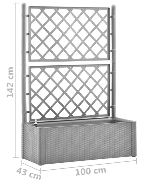 Încărcați imaginea în vizualizatorul Galerie, Strat înălțat grădină cu spalier și sistem de auto-udare, gri
