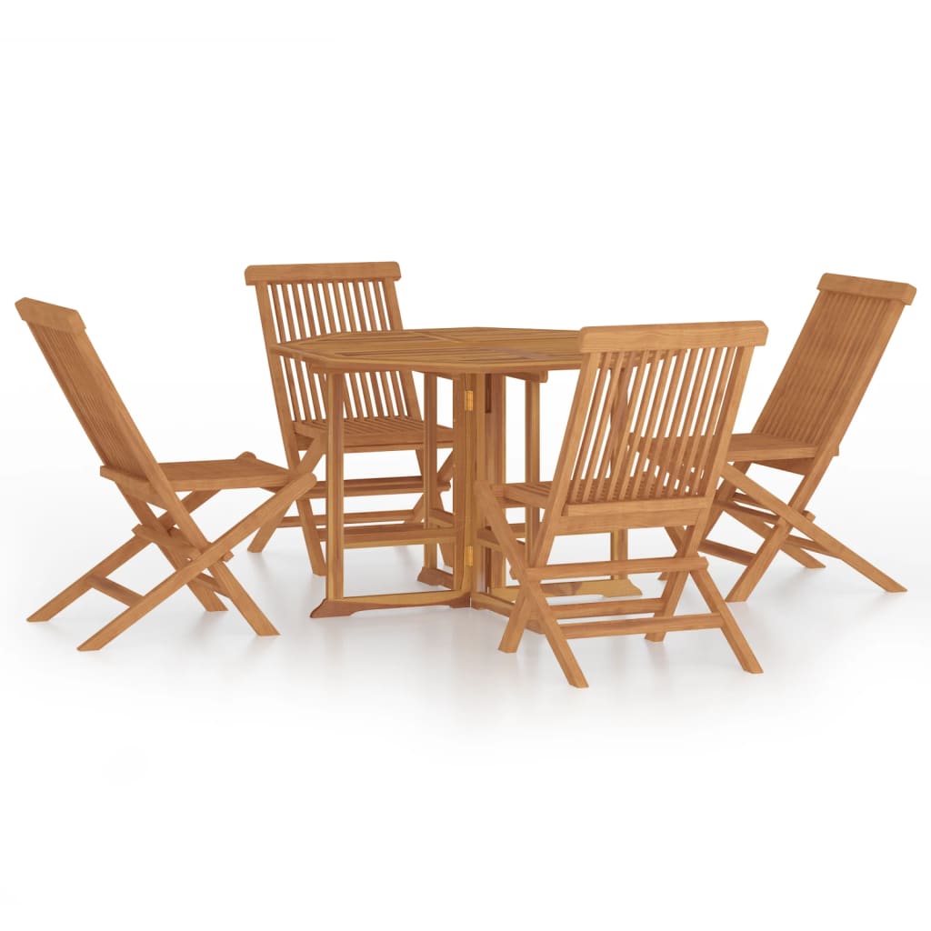 Set mobilier de exterior pliabil, 5 piese, lemn masiv de tec