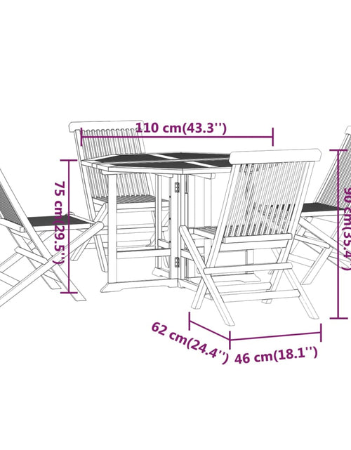 Загрузите изображение в средство просмотра галереи, Set mobilier de exterior pliabil, 5 piese, lemn masiv de tec
