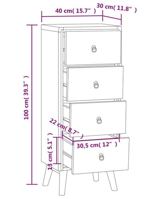 Загрузите изображение в средство просмотра галереи, Comodă cu sertare, 40x30x100 cm, lemn masiv de tec
