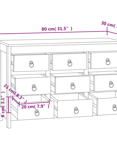 Загрузите изображение в средство просмотра галереи, Comodă cu sertare, 80x30x55 cm, lemn masiv tec
