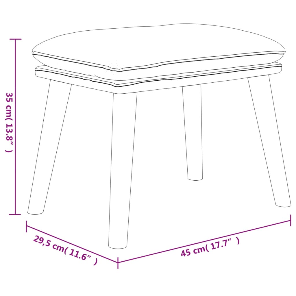 Taburet, crem, 45x29,5x35 cm, textil & piele ecologică