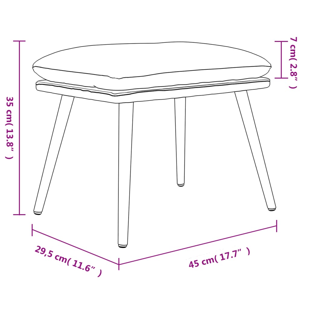 Taburet, roz, 45x29,5x35 cm, catifea