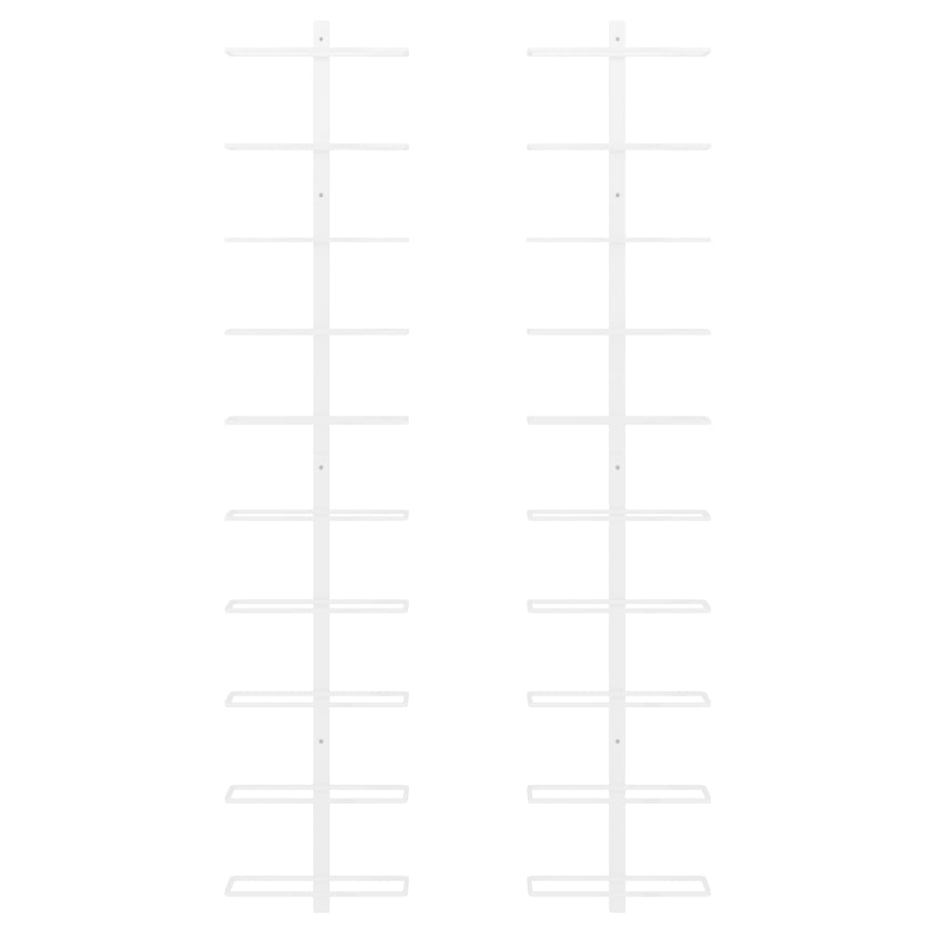 Suport sticle de vin, de perete, 10 sticle, 2 buc., alb, metal