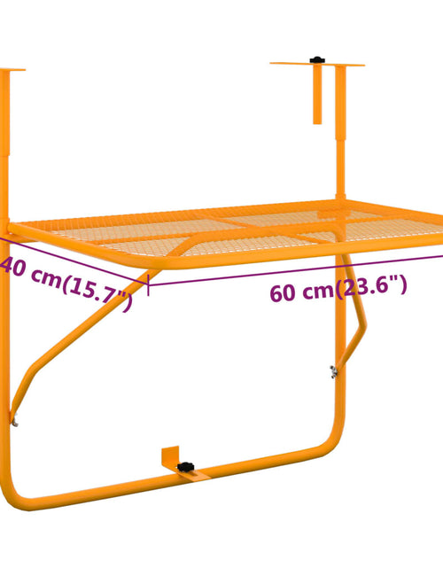 Загрузите изображение в средство просмотра галереи, Masă de balcon, galben, 60x40 cm, oțel
