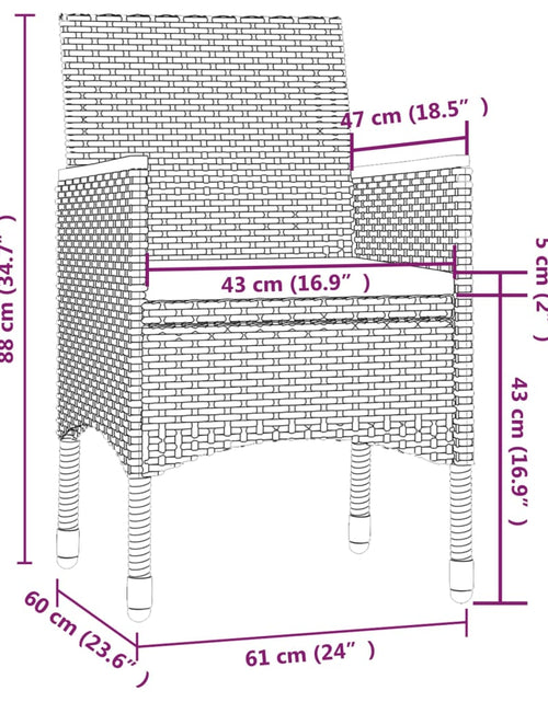 Încărcați imaginea în vizualizatorul Galerie, Set mobilier exterior cu perne, 3 piese, negru/gri, poliratan
