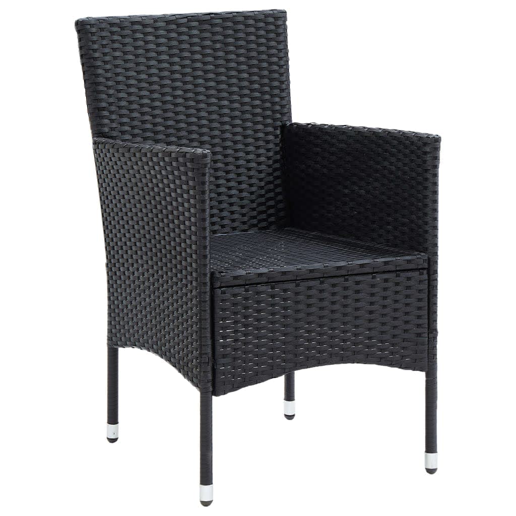 Set mobilier de grădină cu perne, 9 piese, negru, poliratan