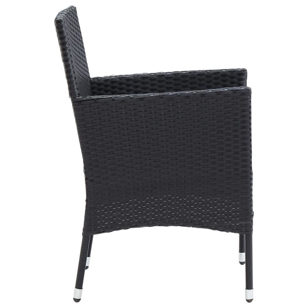 Set mobilier de grădină cu perne, 9 piese, negru, poliratan