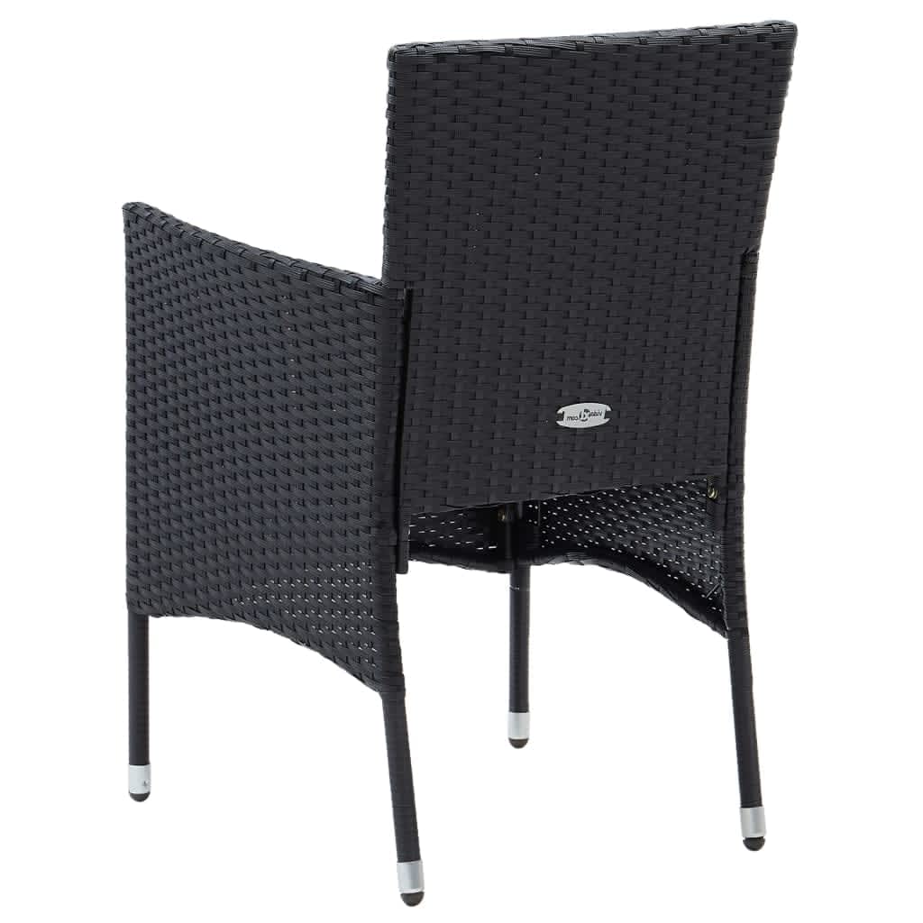 Set mobilier de grădină cu perne, 9 piese, negru, poliratan