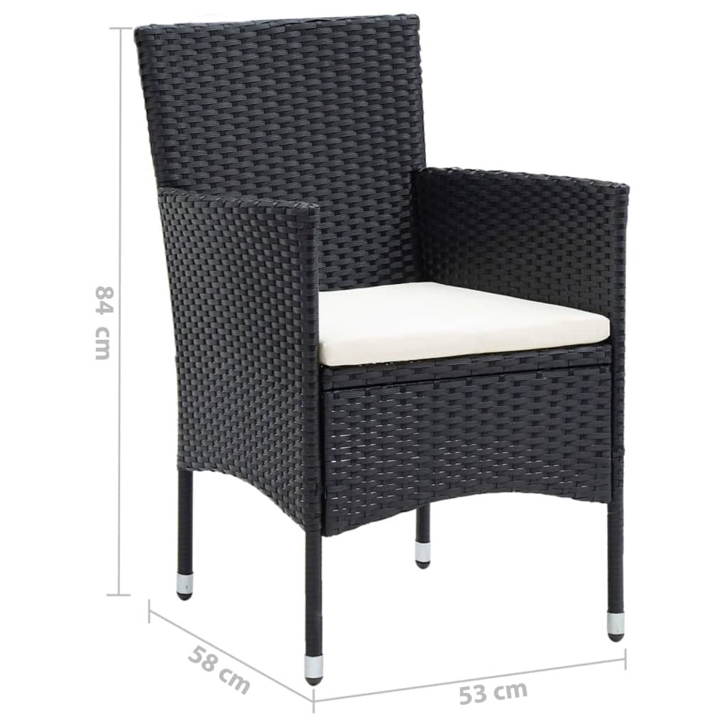 Set mobilier de grădină cu perne, 9 piese, negru, poliratan