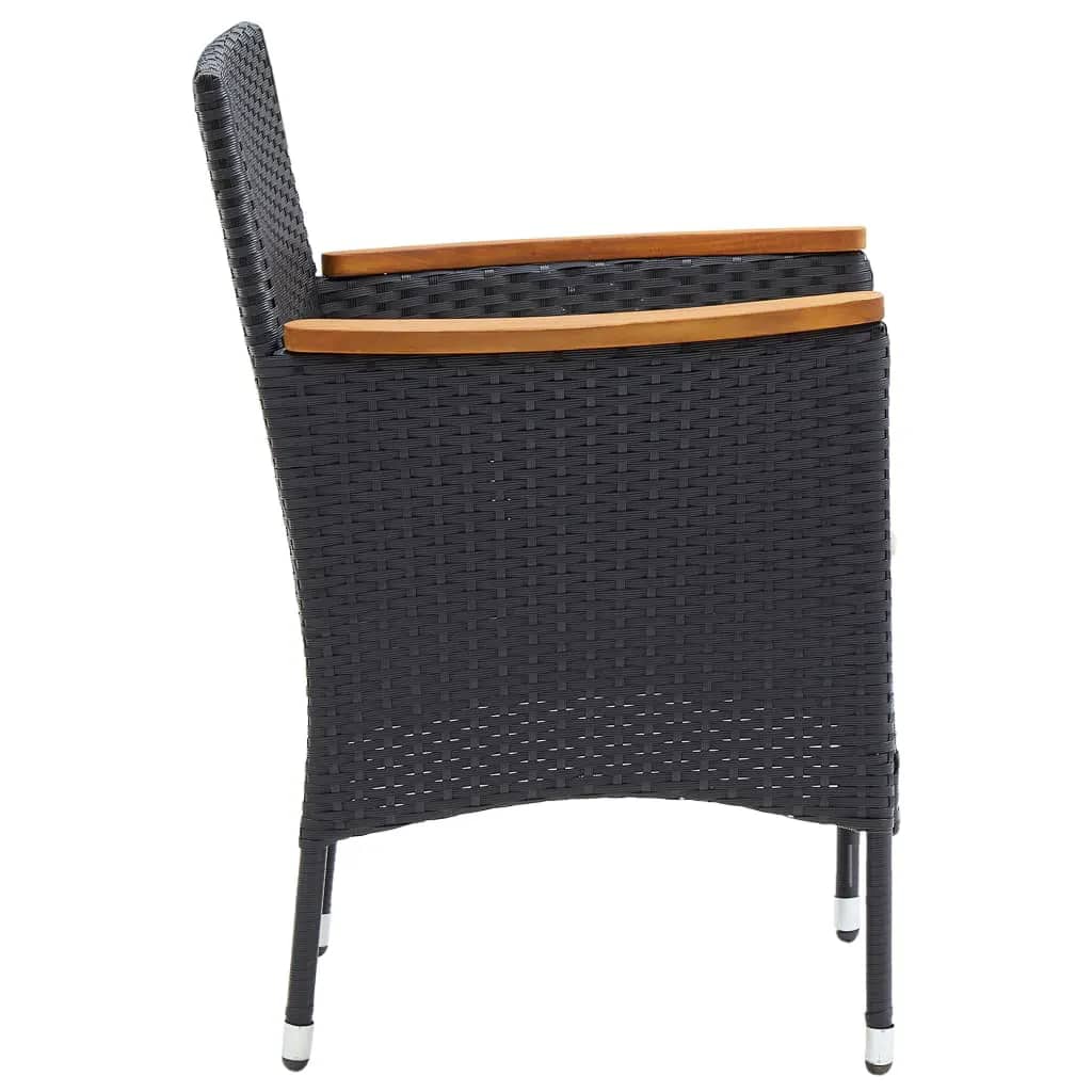 Set mobilier de grădină cu perne, 7 piese, negru, poliratan