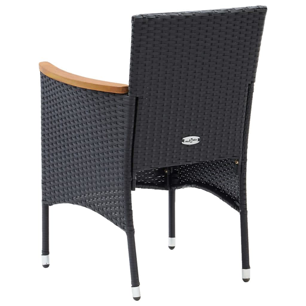 Set mobilier de grădină cu perne, 7 piese, negru, poliratan