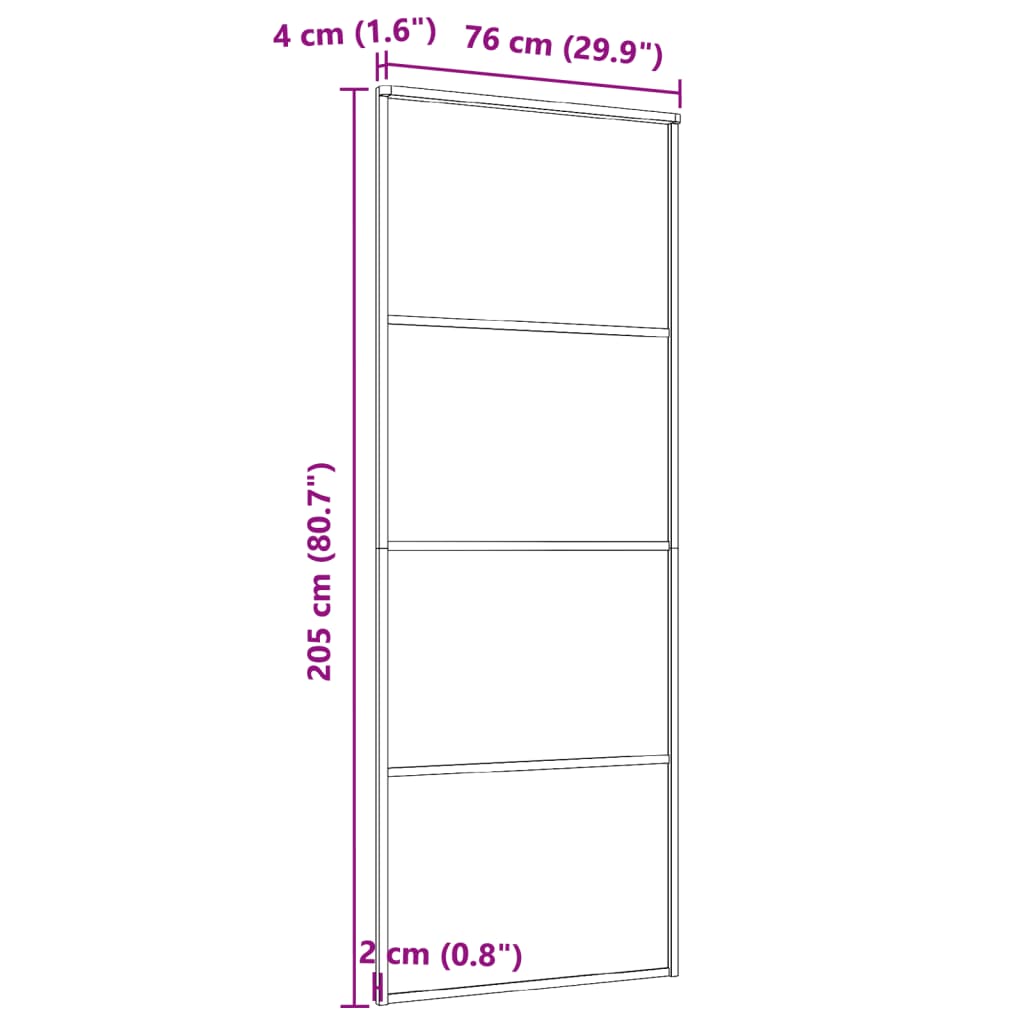 Ușă glisantă, negru, 76x205 cm, sticlă mată ESG și aluminiu