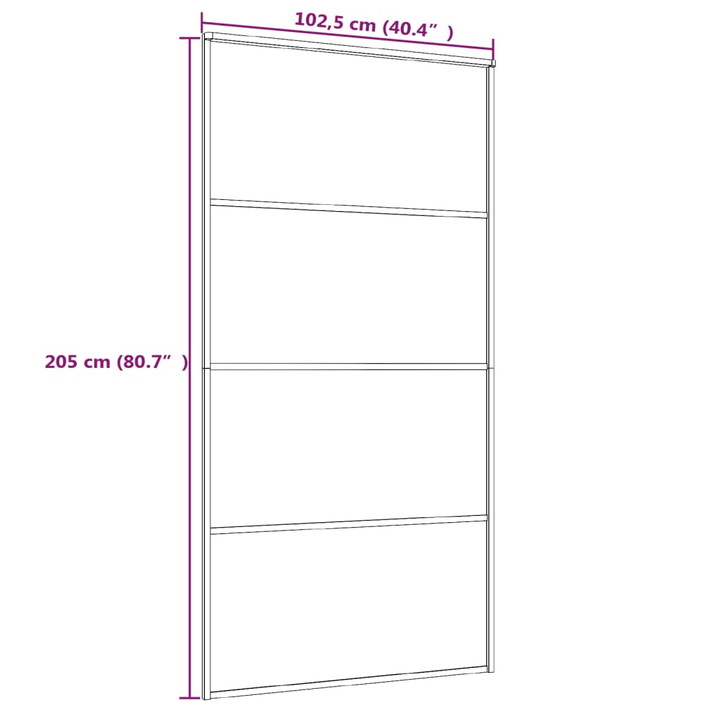 Ușă glisantă, alb, 102,5x205 cm, sticlă mată ESG și aluminiu