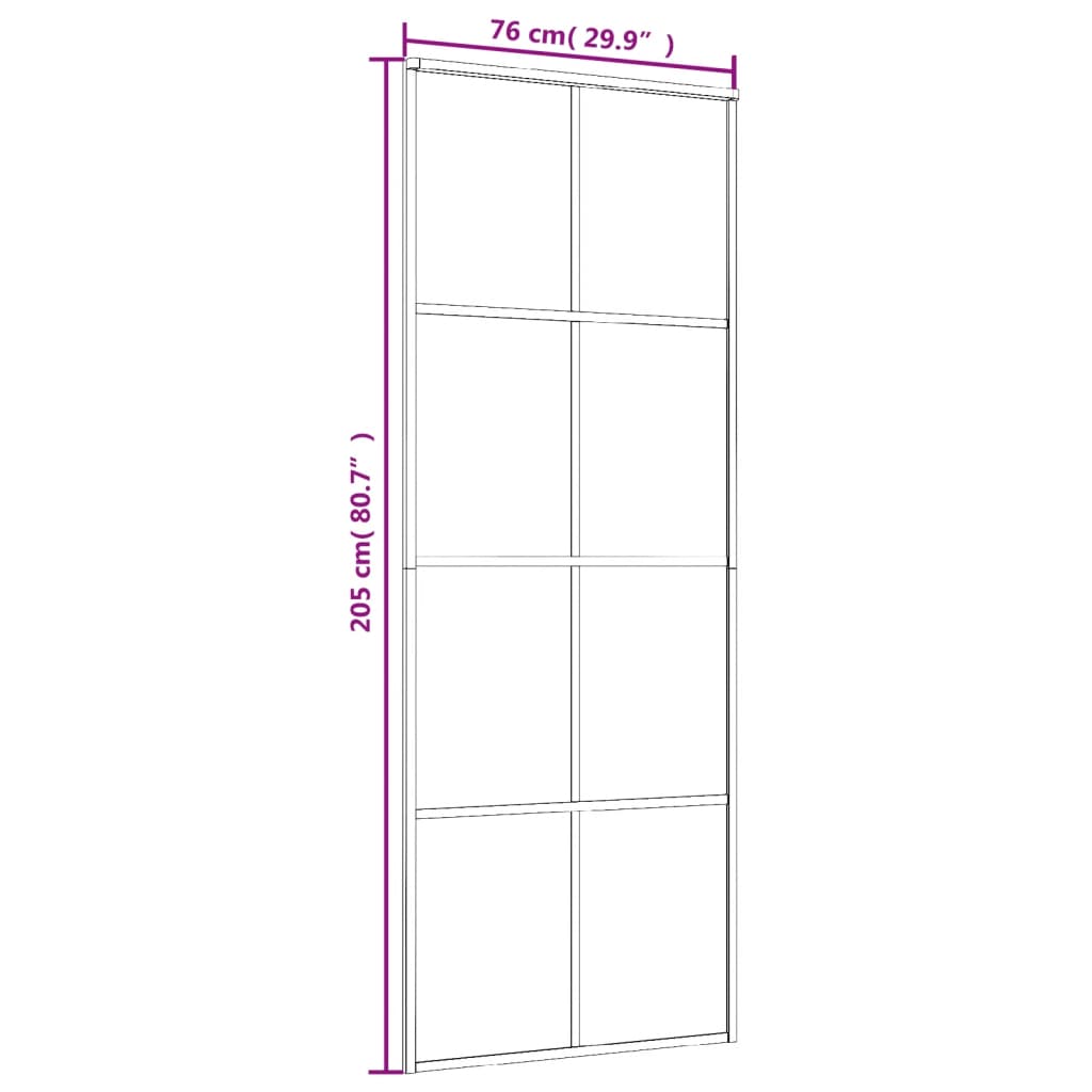 Ușă glisantă, alb, 76x205 cm, sticlă mată ESG și aluminiu