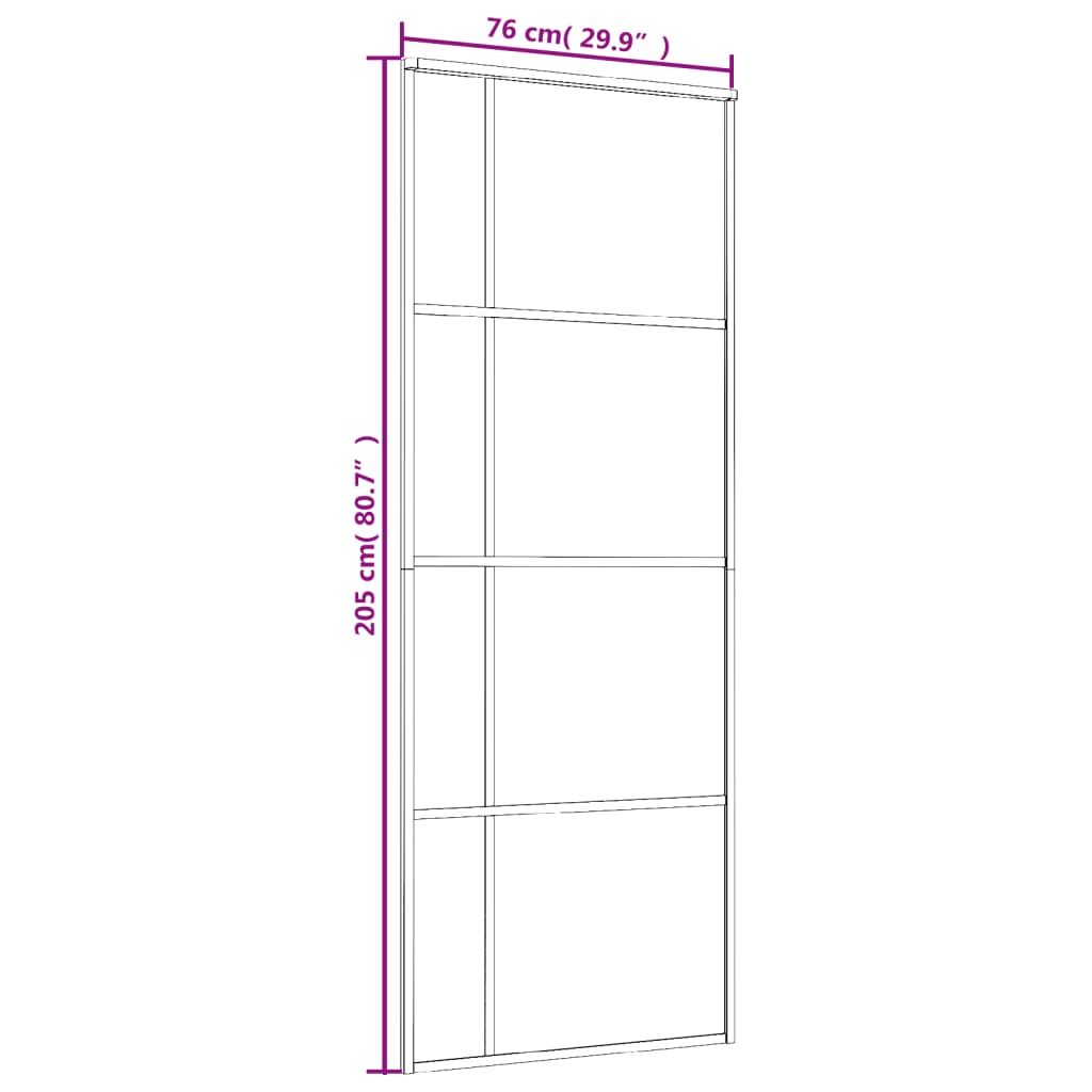 Ușă glisantă, alb, 76x205 cm, sticlă mată ESG și aluminiu