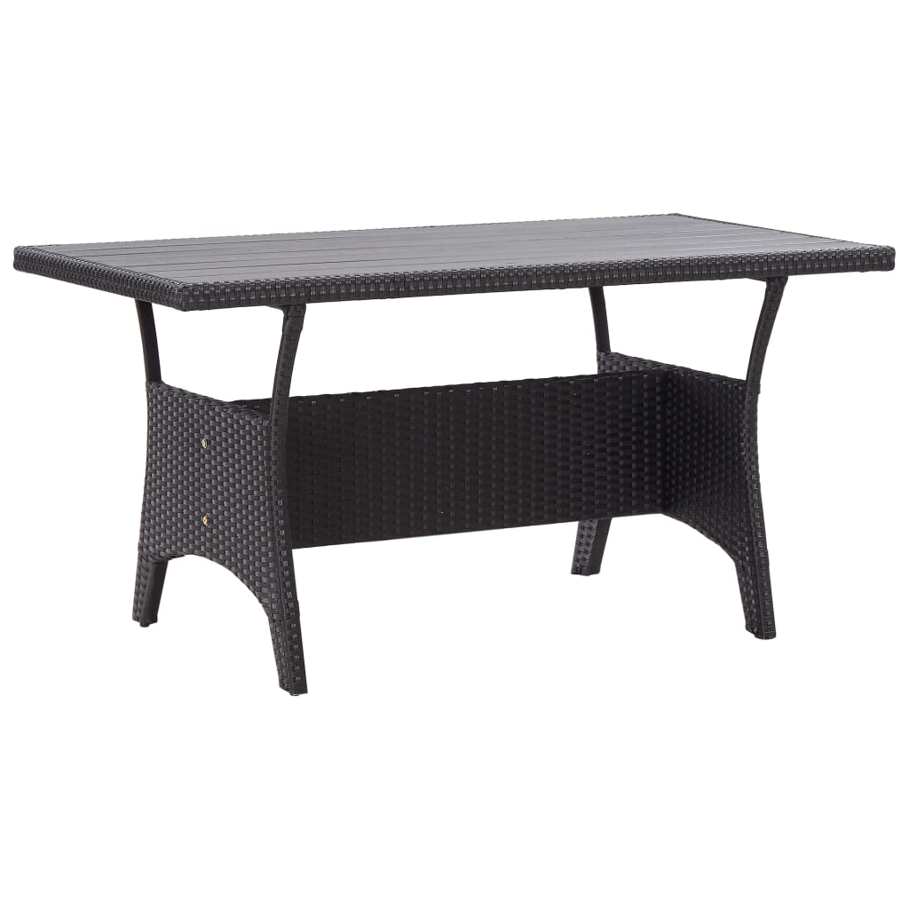 Set mobilier de grădină, 3 piese, perne negre, poliratan