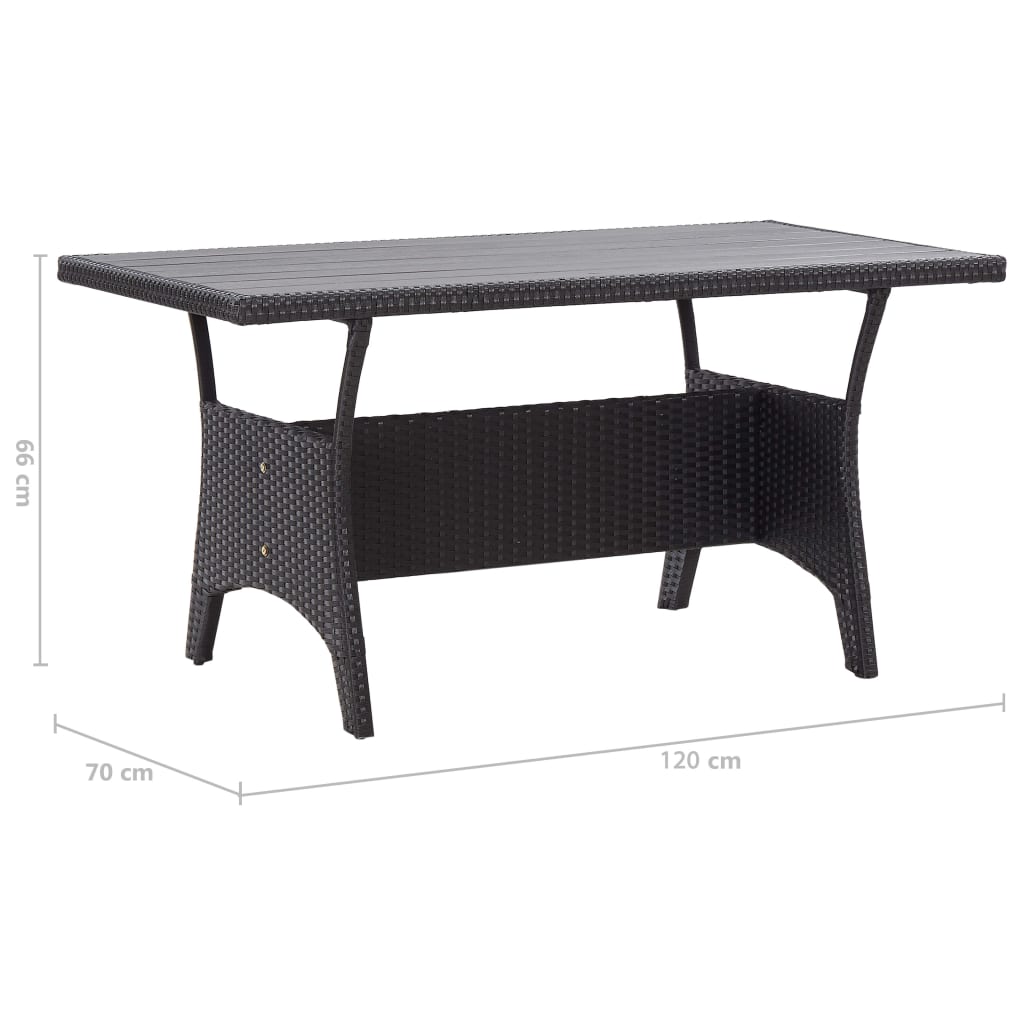 Set mobilier de grădină, 3 piese, perne negre, poliratan