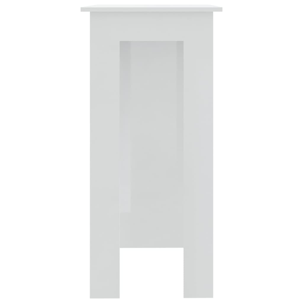 Masă de bar cu raft, alb extralucios, 102x50x103,5 cm, PAL