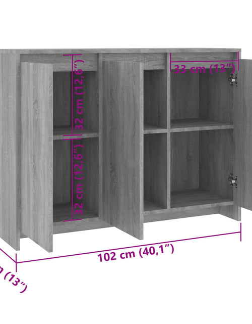 Încărcați imaginea în vizualizatorul Galerie, Servantă, stejar sonoma gri, 102x33x75 cm, PAL
