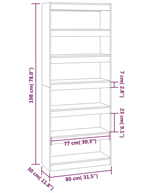 Загрузите изображение в средство просмотра галереи, Bibliotecă/Separator cameră, stejar maro, 80x30x198 cm, lemn
