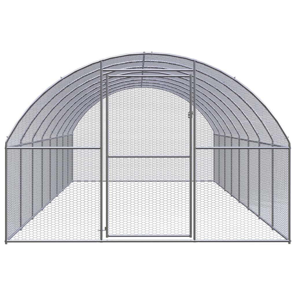 Coteț de găini pentru exterior, 3x8x2 m, oțel zincat