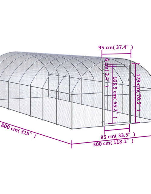 Încărcați imaginea în vizualizatorul Galerie, Coteț de găini pentru exterior, 3x8x2 m, oțel zincat
