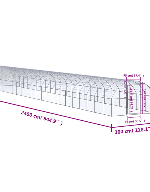 Încărcați imaginea în vizualizatorul Galerie, Coteț de găini pentru exterior, 3x24x2 m, oțel zincat
