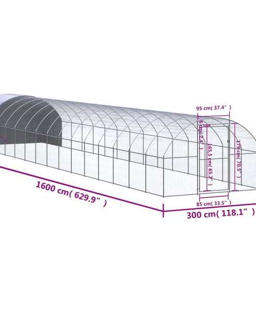 Încărcați imaginea în vizualizatorul Galerie, Coteț de găini pentru exterior, 3x16x2 m, oțel zincat
