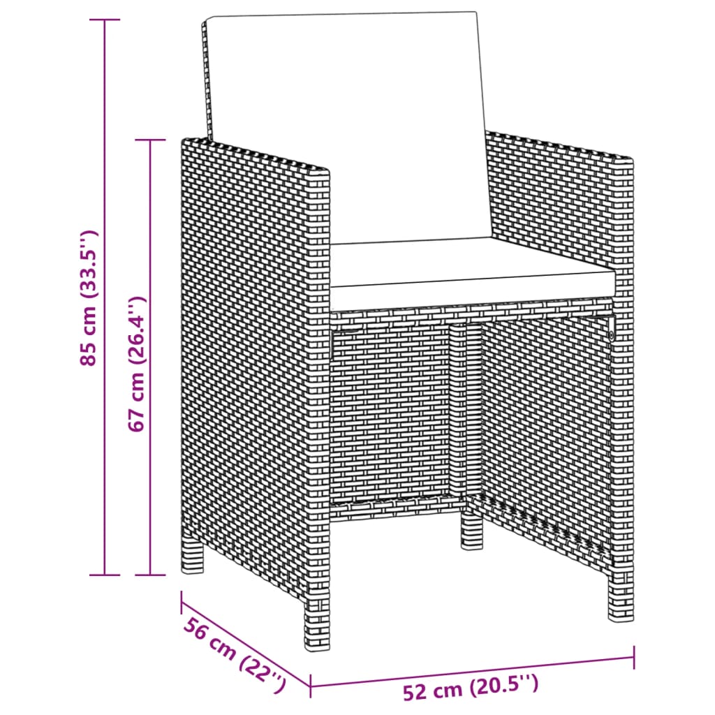 Set mobilier de grădină cu perne, 3 piese, gri, poliratan