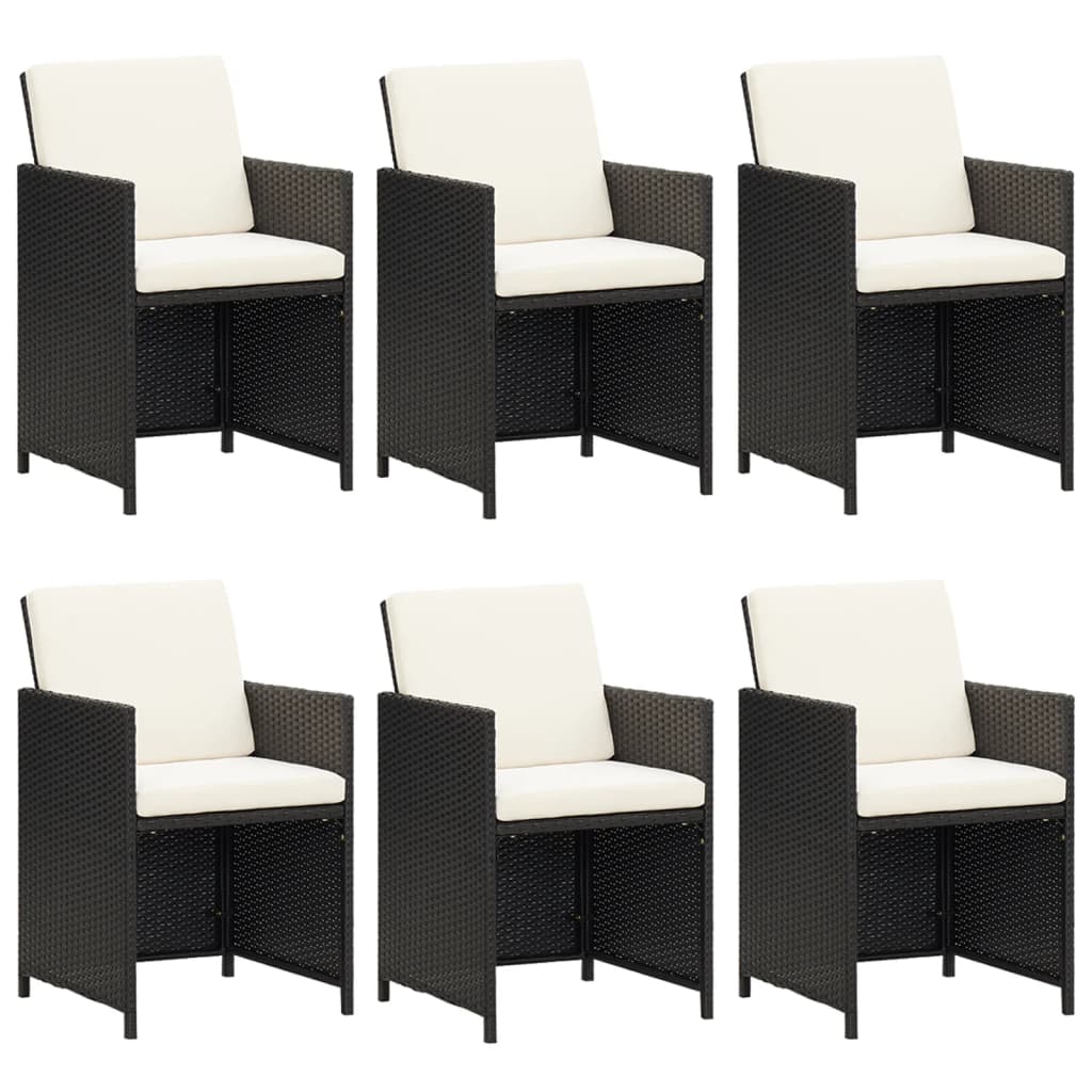 Set mobilier de grădină cu perne, 7 piese, negru, poliratan