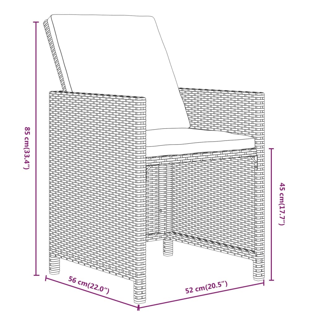 Set mobilier de grădină cu perne, 7 piese, negru, poliratan