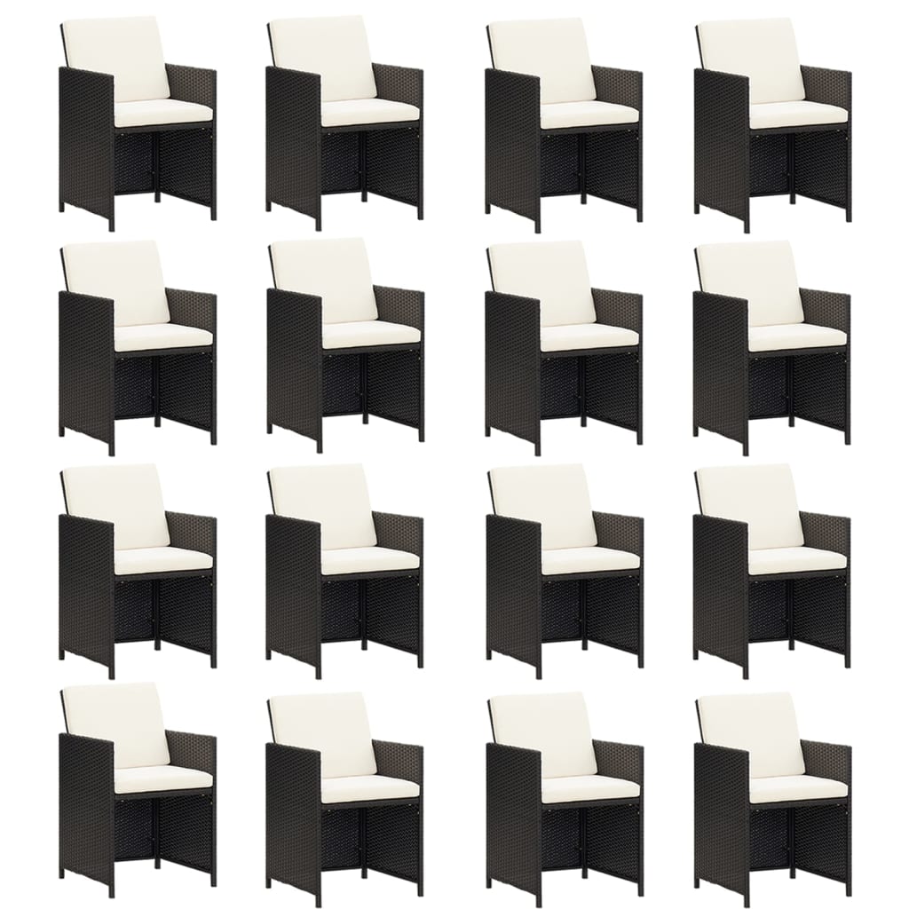 Set mobilier de exterior cu perne, 17 piese, negru, poliratan - Lando