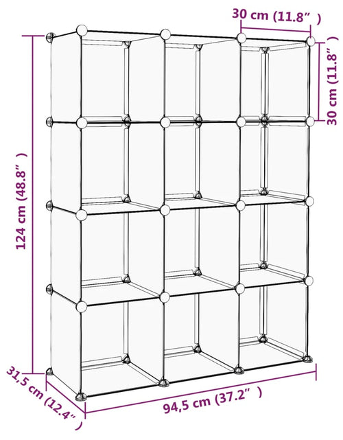 Загрузите изображение в средство просмотра галереи, Organizator cub de depozitare, 12 cuburi, transparent, PP
