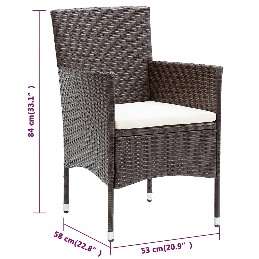 Set mobilier de grădină cu perne, 9 piese, maro