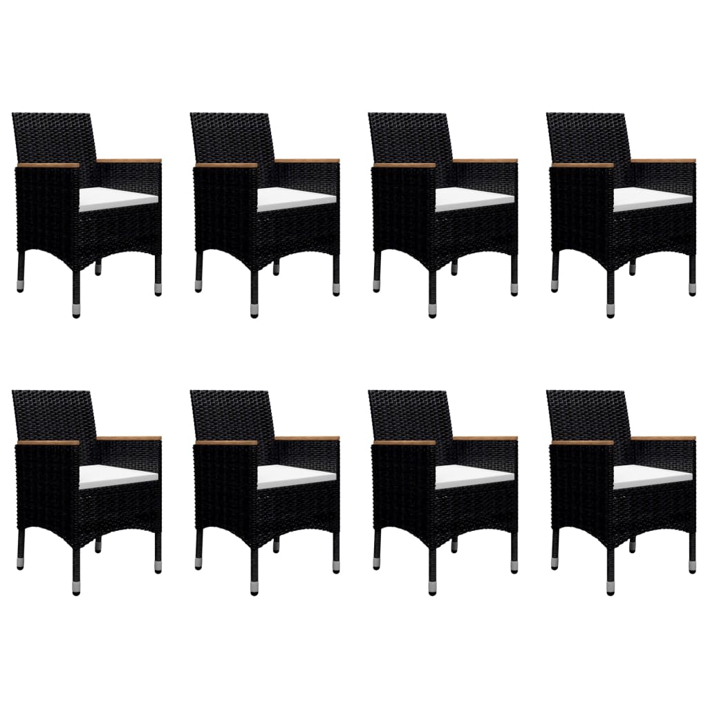 Set mobilier de grădină cu perne, 9 piese, negru