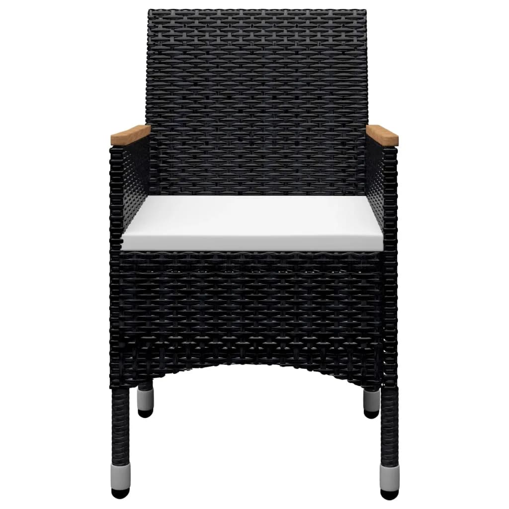 Set mobilier grădină, 9 piese, negru, poliratan/sticlă tratată